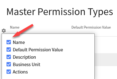 Master Permission Types - columns select