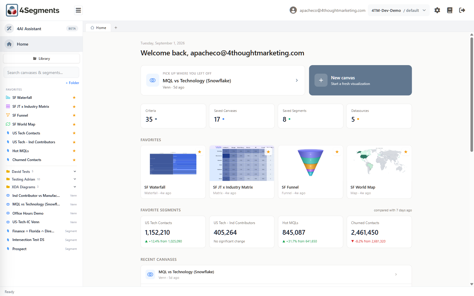 The Home page, with the Library sidebar open on the left