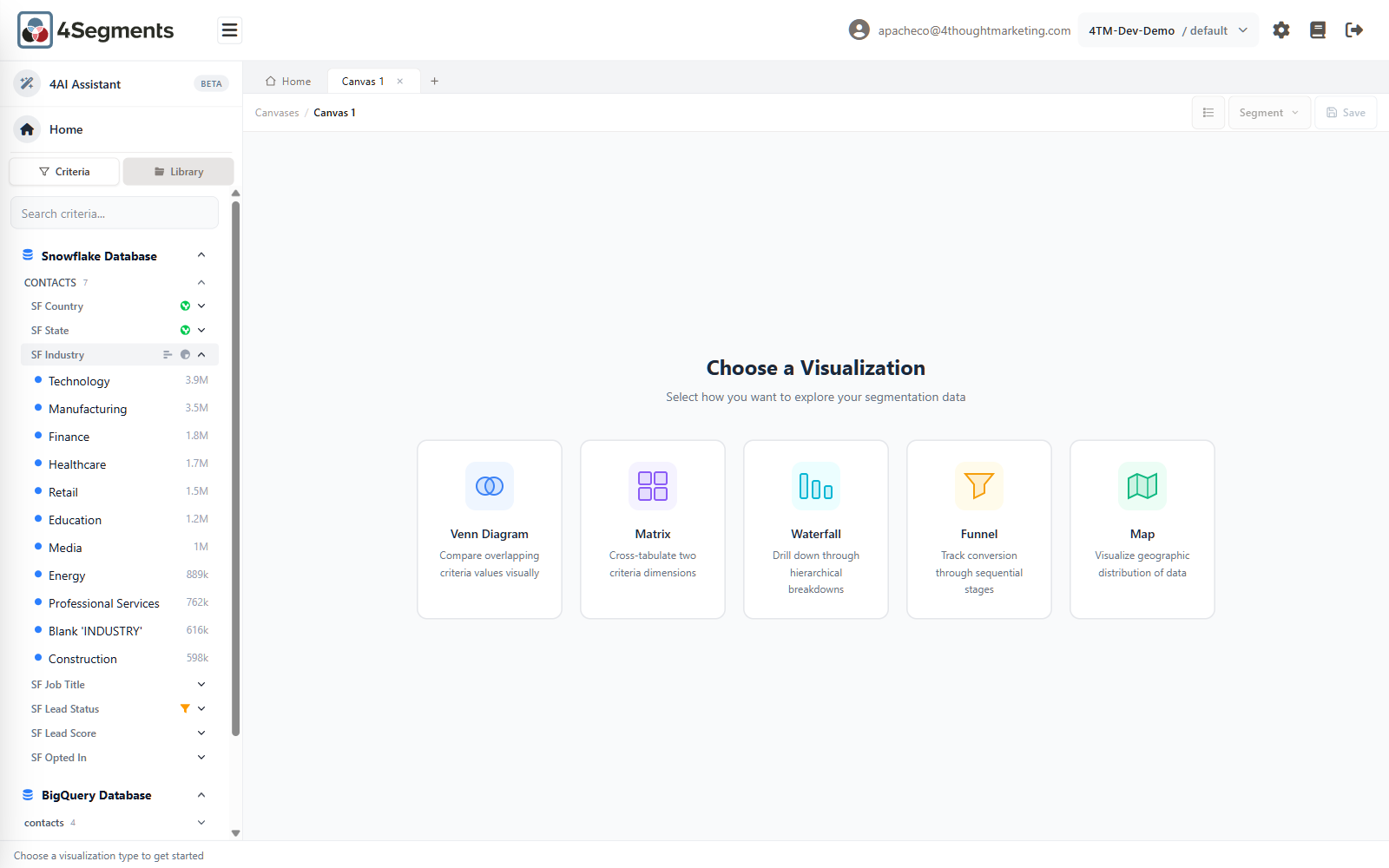 The Criteria tab, with SF Industry expanded to show its values