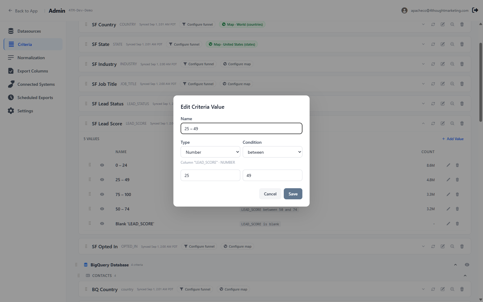 The structured condition editor