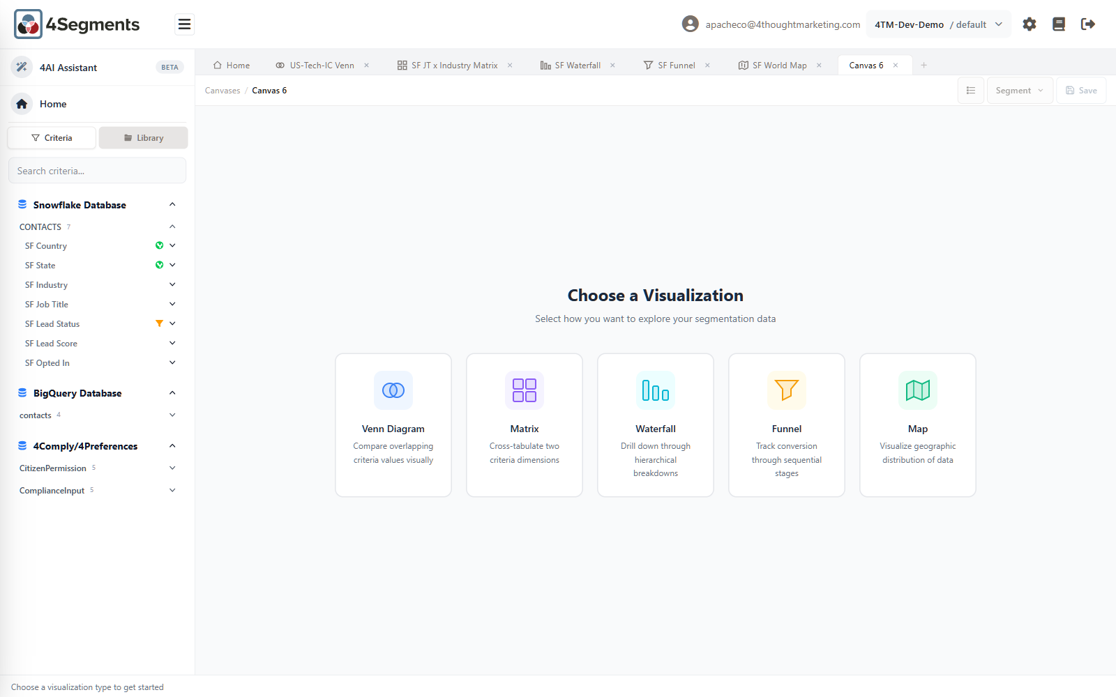 Six canvas tabs open — the maximum