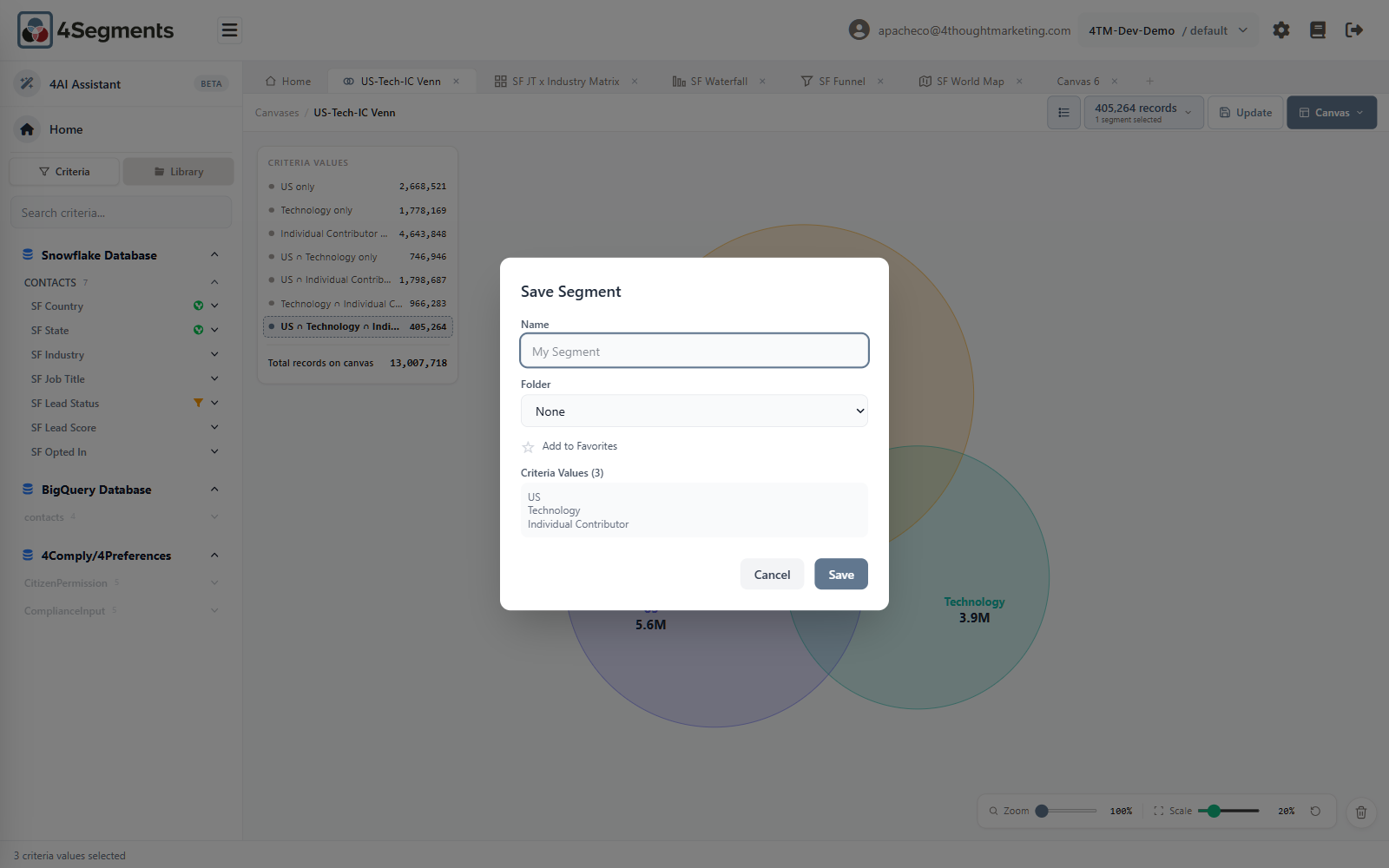 The Save Segment dialog